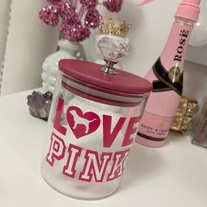 Victoria Secret Love Pink Jar with Crystal Holder